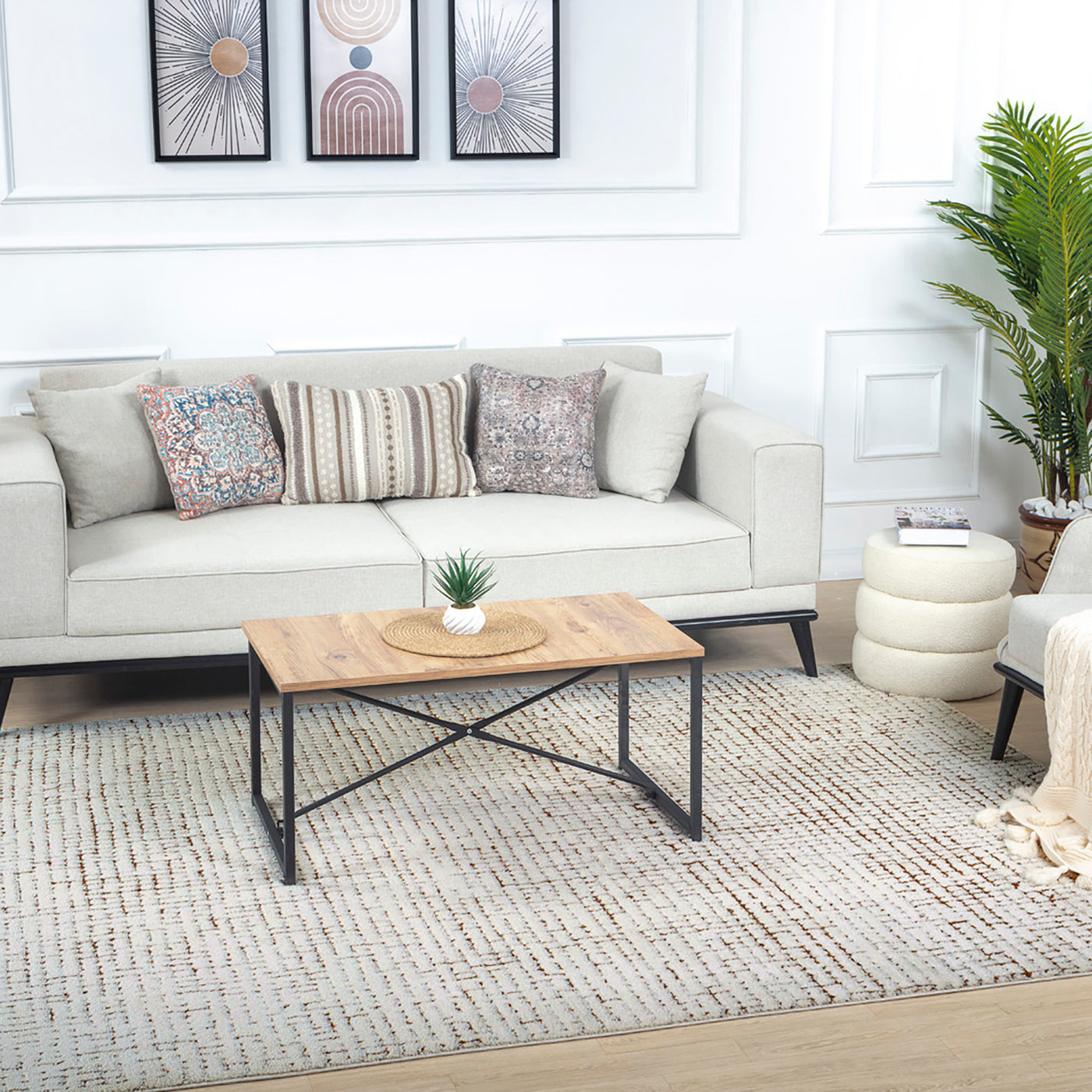 Tapis Scandinave Moderne Ivoire/Terracotta Cagliari