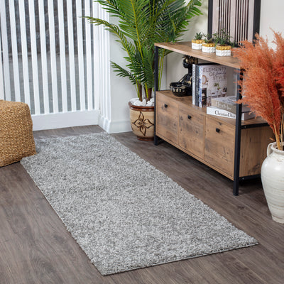 Tapis de Couloir Shaggy Moderne Gris Boracay