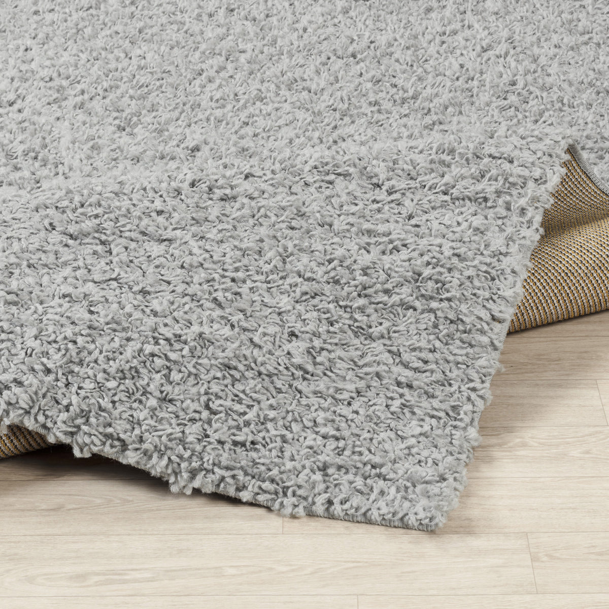 Tapis rond shaggy SURYA Boracay uni, poils longs gris, vue 4