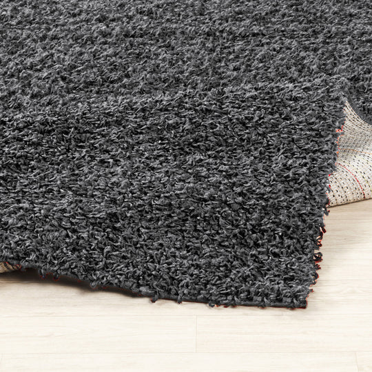 Tapis Rond Shaggy Moderne Gris Foncé Rond Boracay