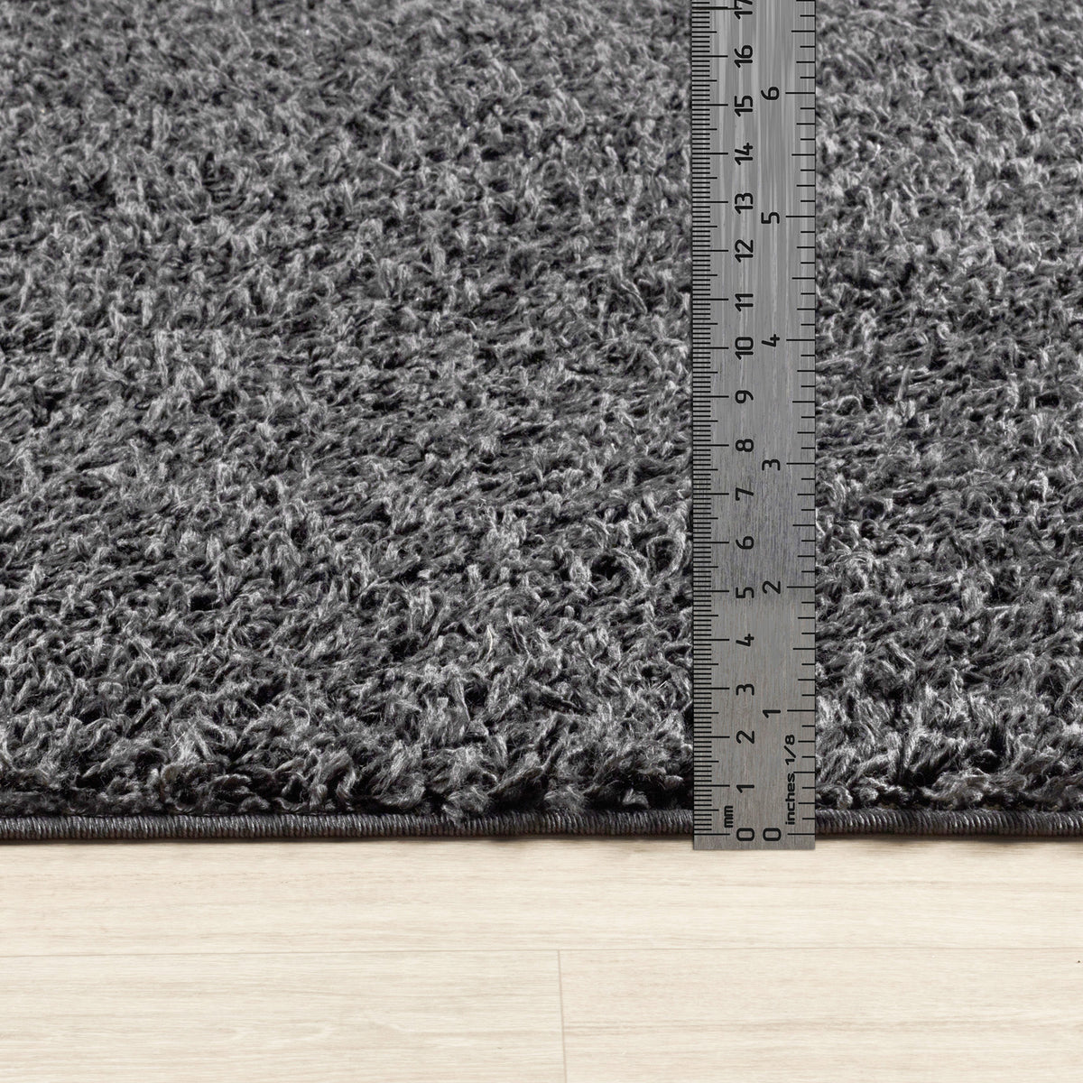 Tapis rond SURYA Boracay shaggy, poils longs uni gris anthracite, vue 7