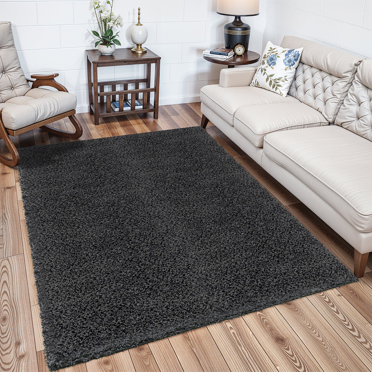 Tapis SURYA Boracay shaggy moderne, uni à poils longs gris anthracite, vue 9