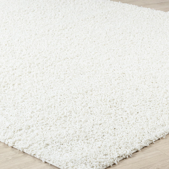 Tapis Rond Shaggy Moderne Blanc Rond Boracay