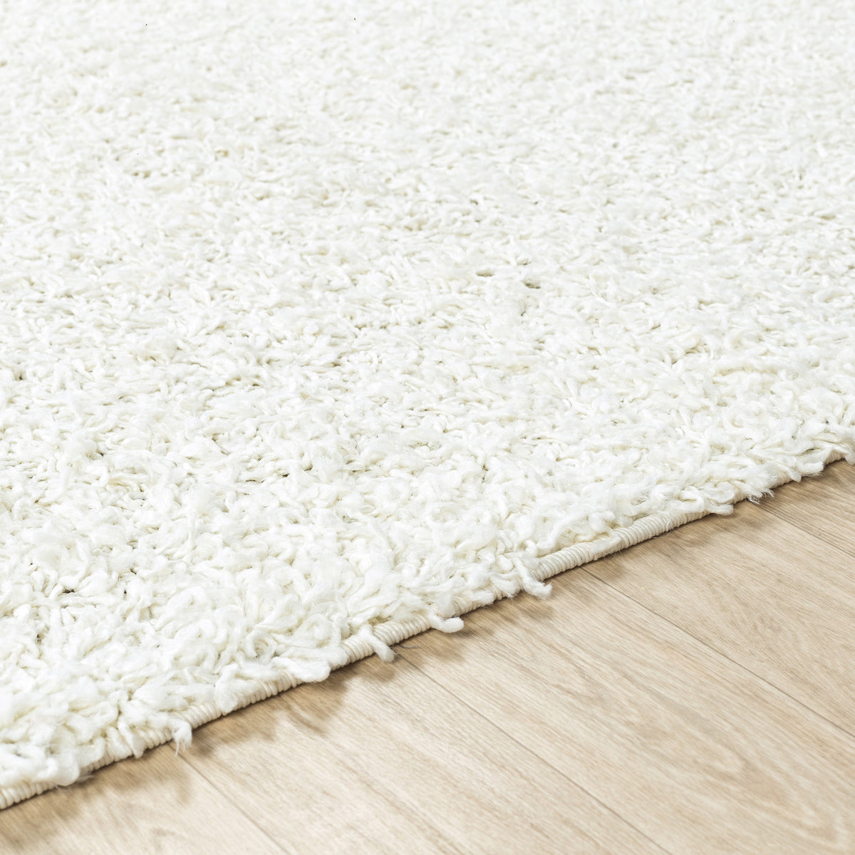Tapis rond SURYA Boracay shaggy uni, poils longs blancs, vue 3