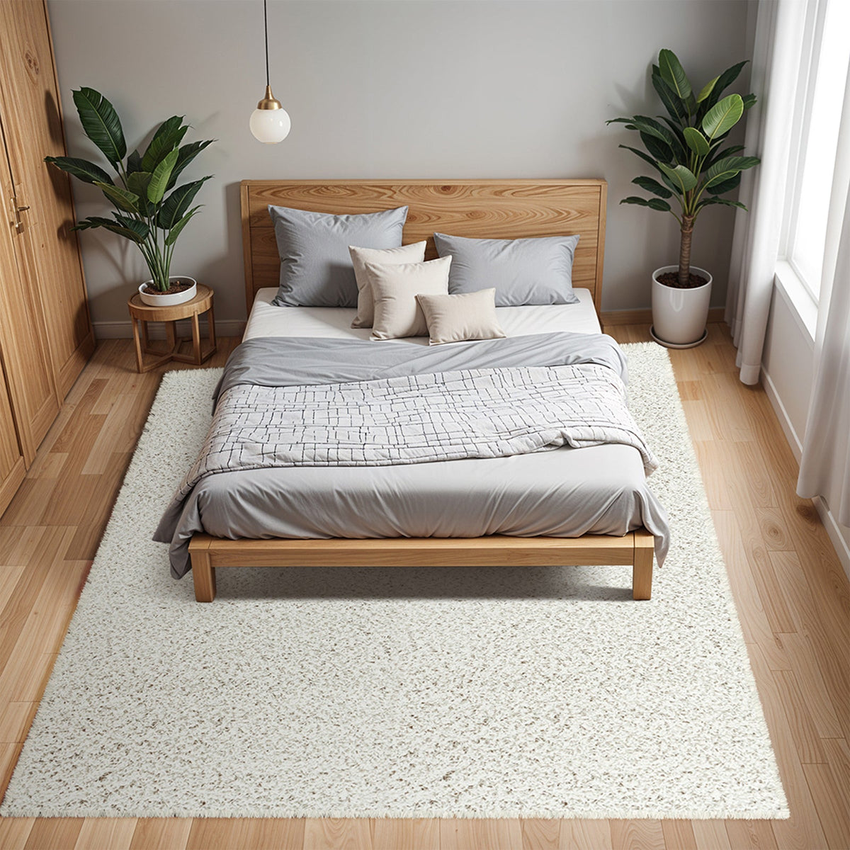 Tapis rond SURYA Boracay shaggy uni, poils longs blancs, vue 11