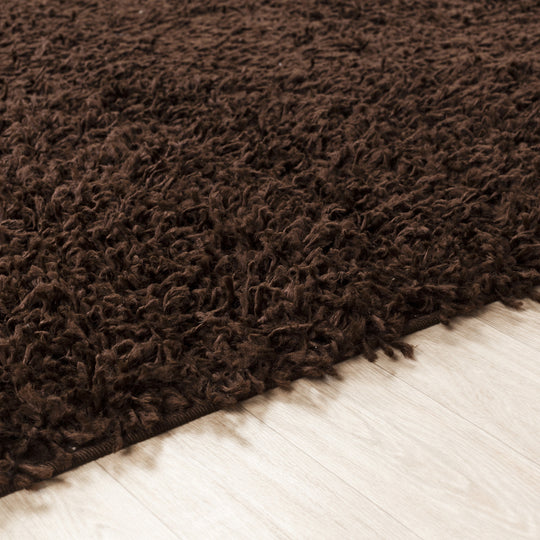 Tapis de Couloir Shaggy Moderne Marron Foncé Boracay