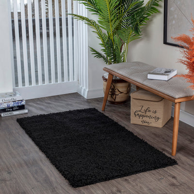 Tapis Shaggy Moderne Noir Boracay