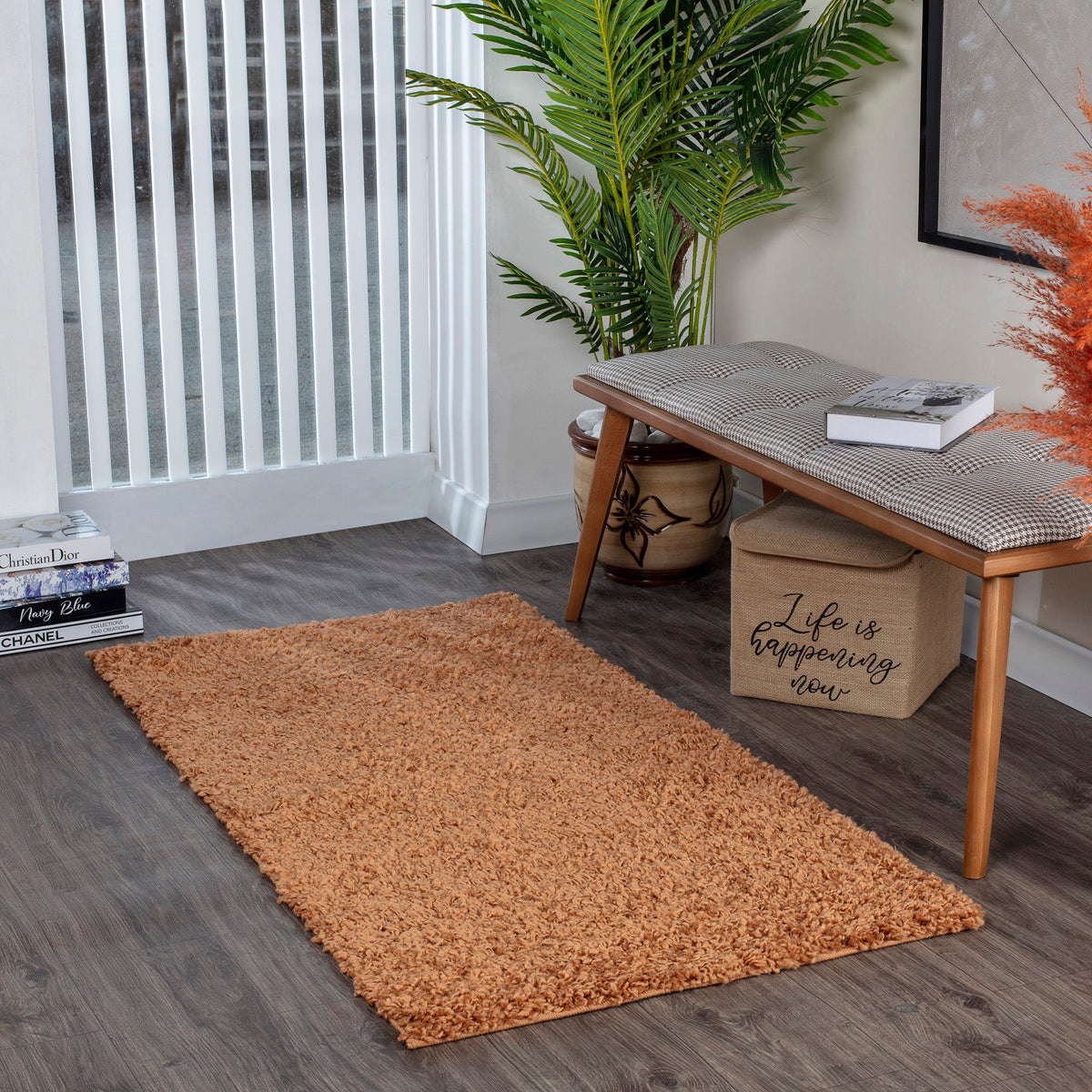 Tapis shaggy SURYA Boracay uni, poils longs terracotta, vue 11