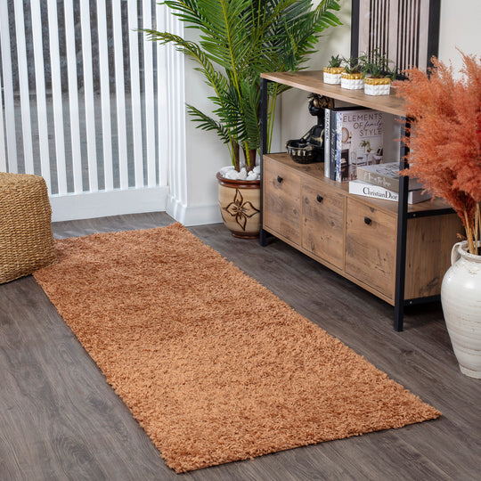 Tapis de Couloir Shaggy Moderne Terracotta Boracay