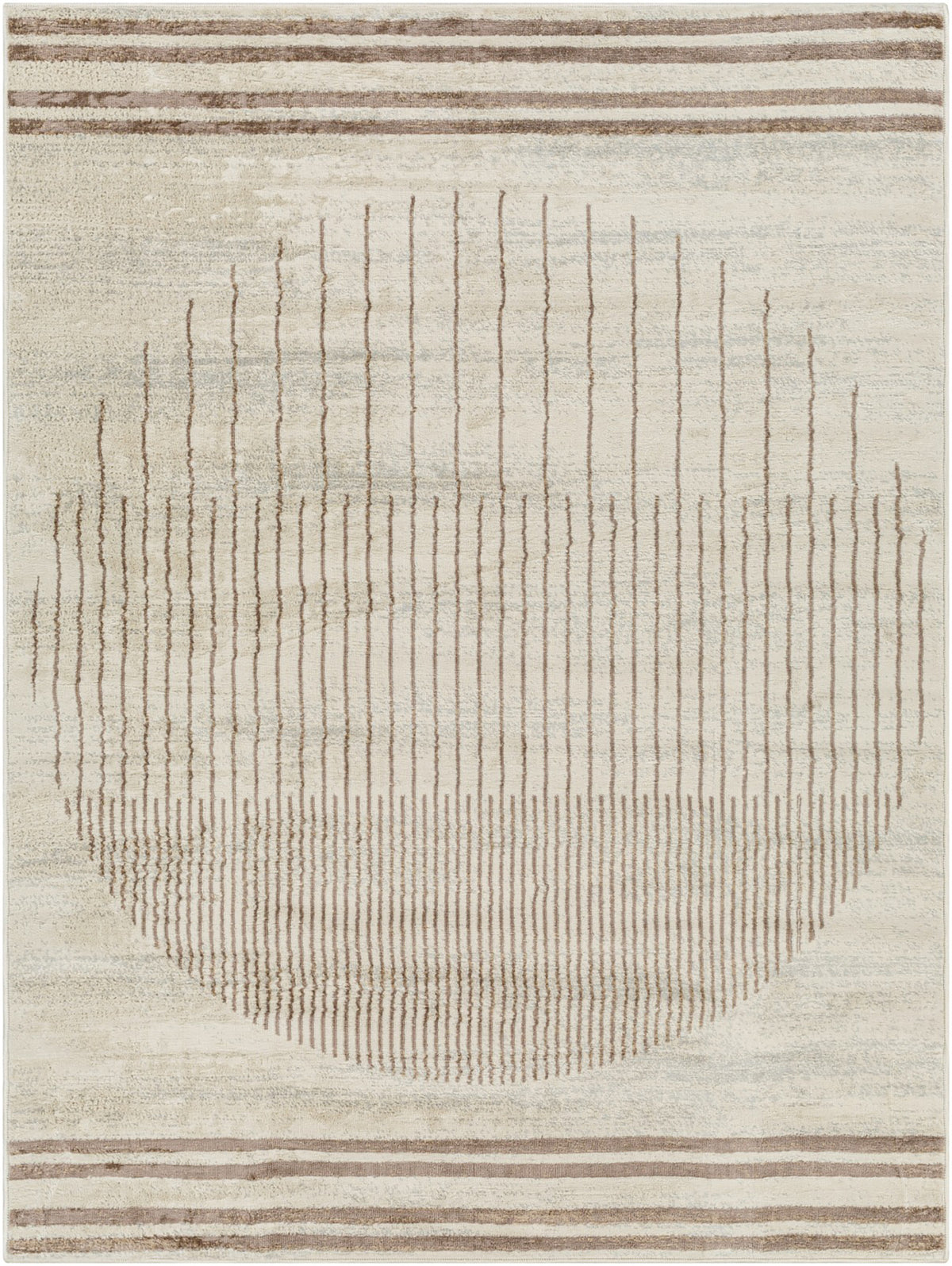 Tapis SURYA Santiago géométrique, motif cercle rayé marron clair sur fond beige, vue 2