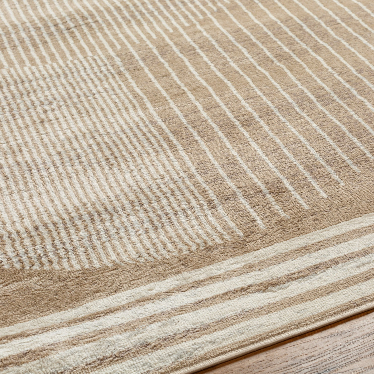 Tapis de couloir Surya Montevideo scandinave, motif d'arches rayées beige sur fond taupe, vue 9