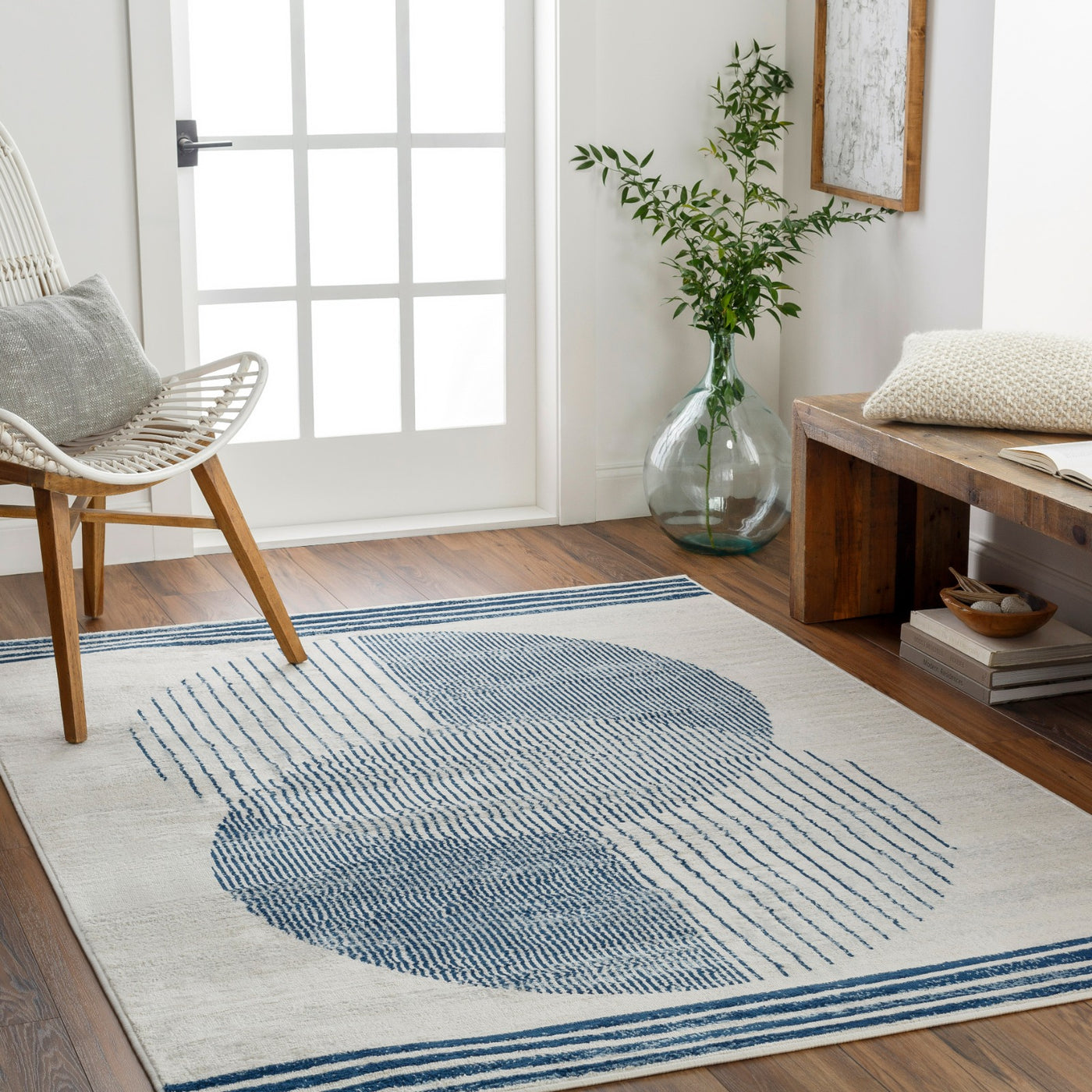 Tapis Scandinave Moderne Bleu/Beige Montevideo