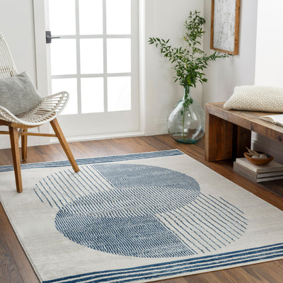 Tapis Scandinave Moderne Bleu/Beige Montevideo