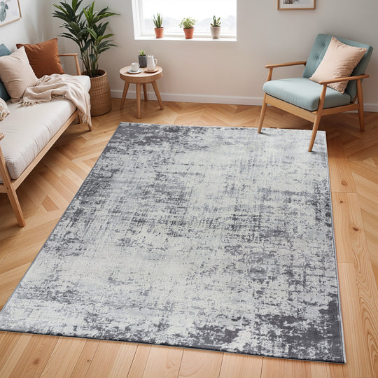 Tapis Abstrait Moderne Wamba Gris/Blanc