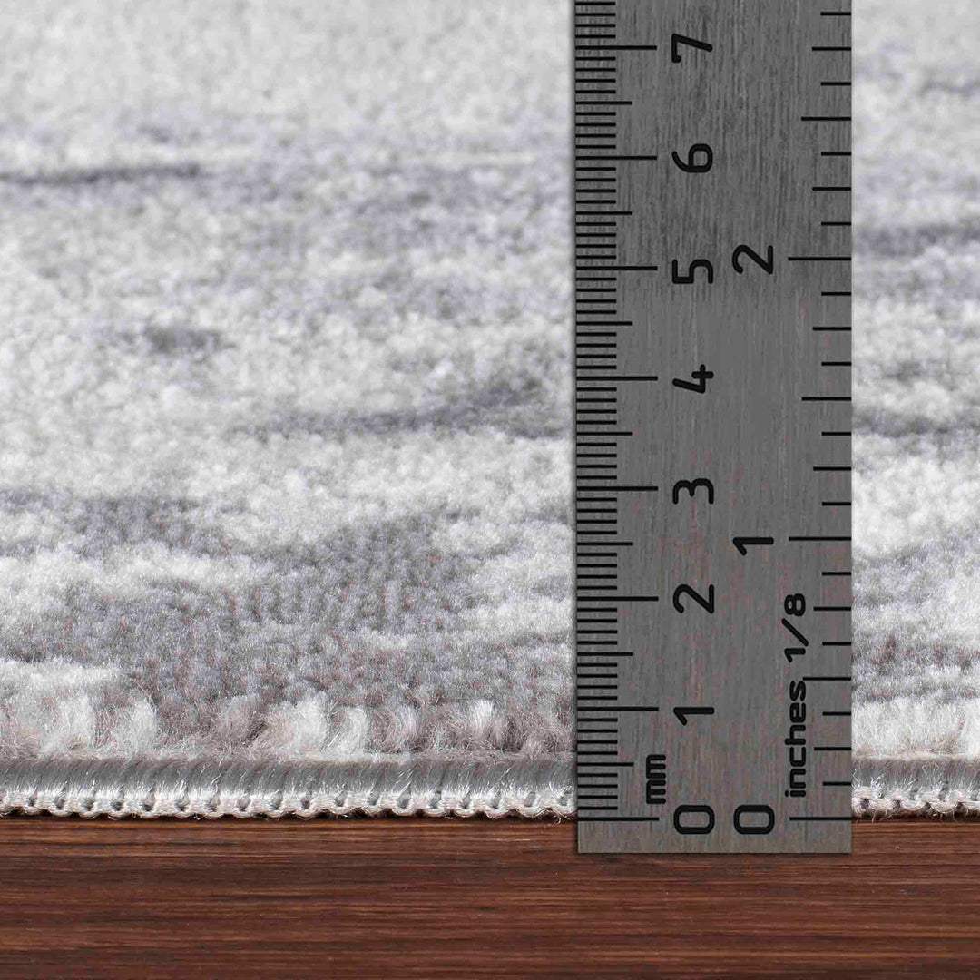 Tapis Abstrait Moderne Wamba Gris/Blanc