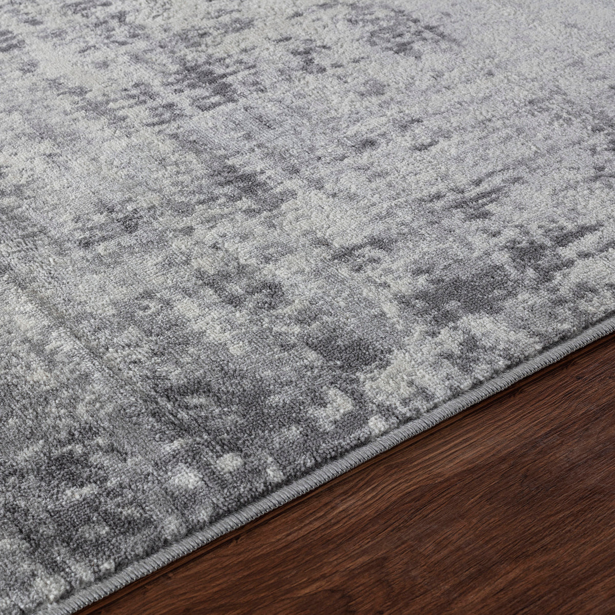 Tapis SURYA Wamba moderne, motif abstrait patiné, gris, anthracite et blanc cassé, vue 3