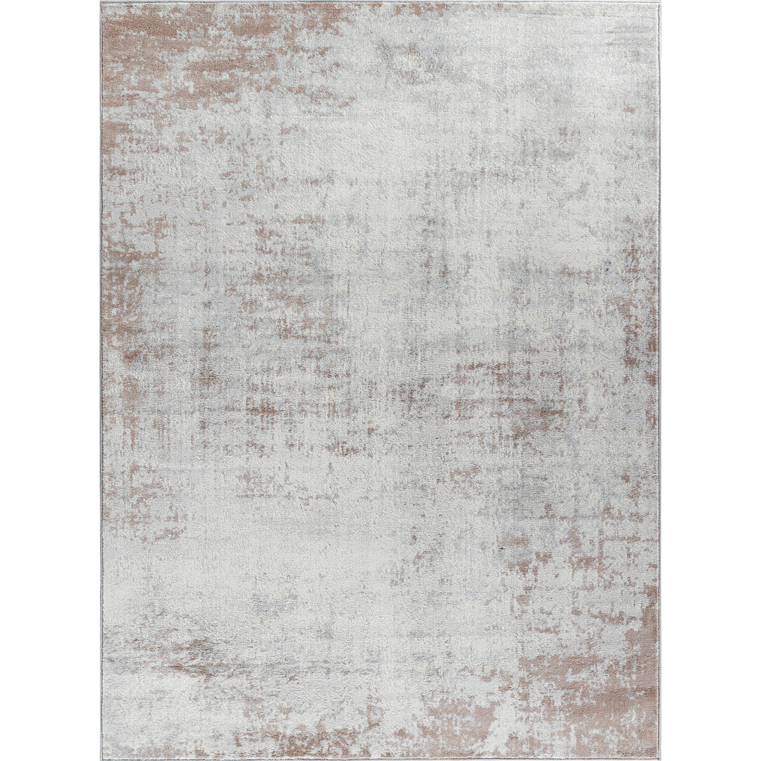 Tapis Abstrait Moderne Wamba Beige/Blanc
