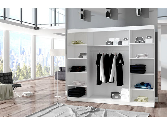 Armoire LES TENDANCES Douko 3 portes coulissantes noir miroir 250cm — photo produit