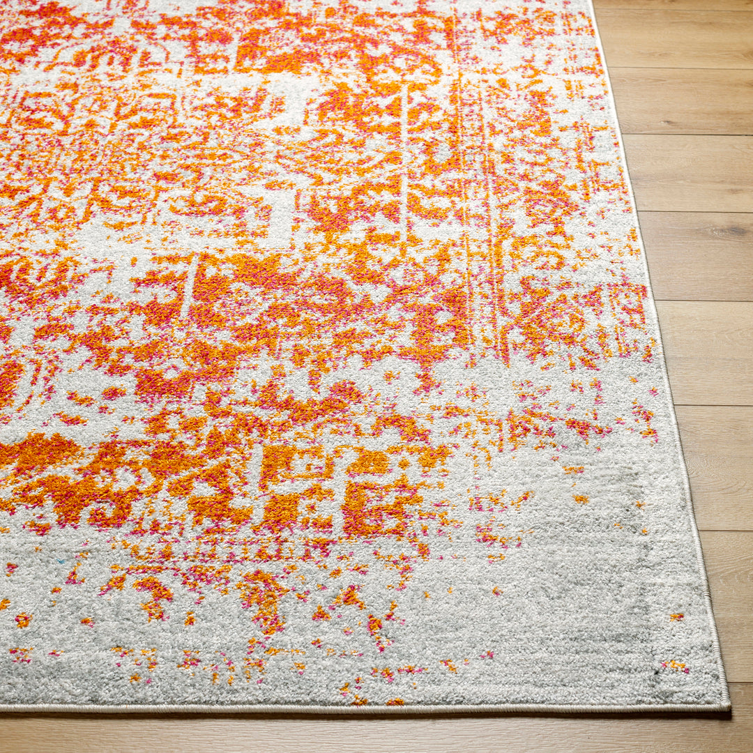 Tapis Rond Vintage Oriental Orange/Blanc Rond Syracusa