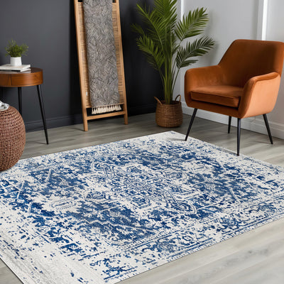 Tapis Vintage Oriental Bleu/Blanc Syracusa