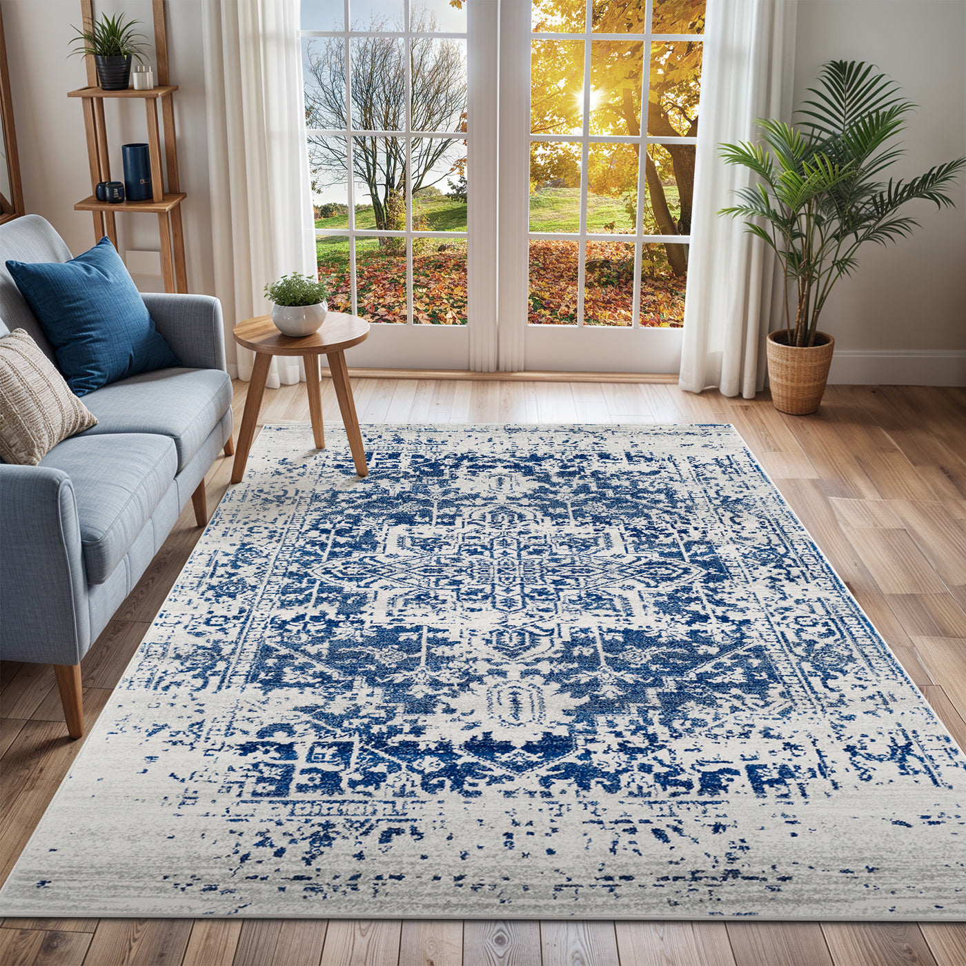 Tapis Vintage Oriental Bleu/Blanc Syracusa