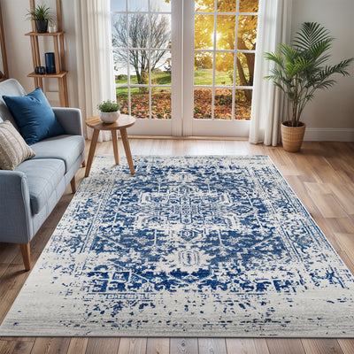 Tapis Vintage Oriental Bleu/Blanc Syracusa