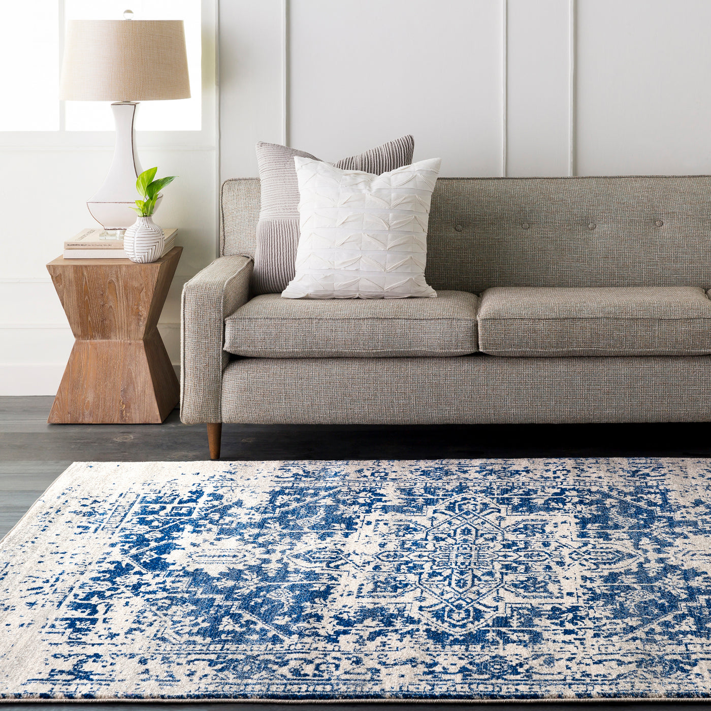 Tapis Vintage Oriental Bleu/Blanc Syracusa