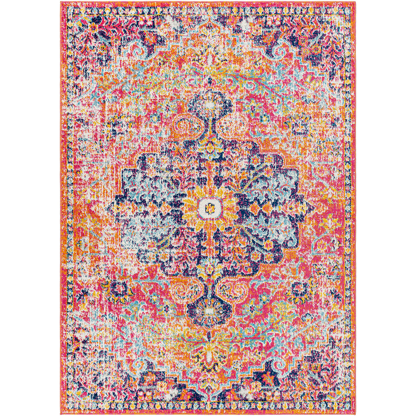 Tapis Vintage Oriental Orange/Bleu Munich