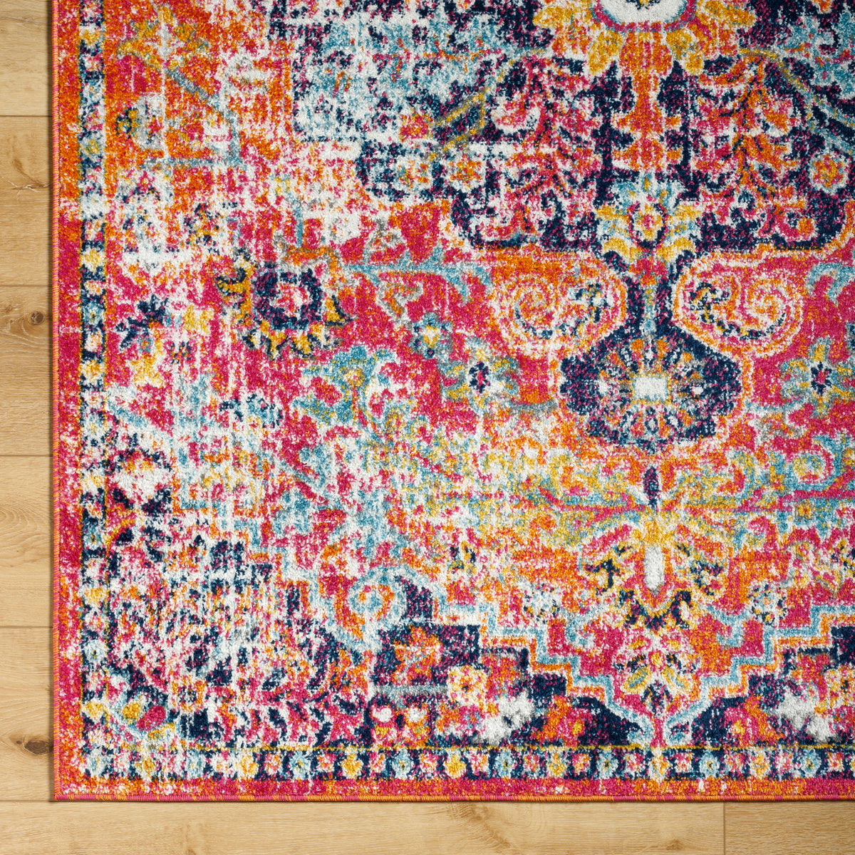 Tapis Vintage Oriental Orange/Bleu Munich