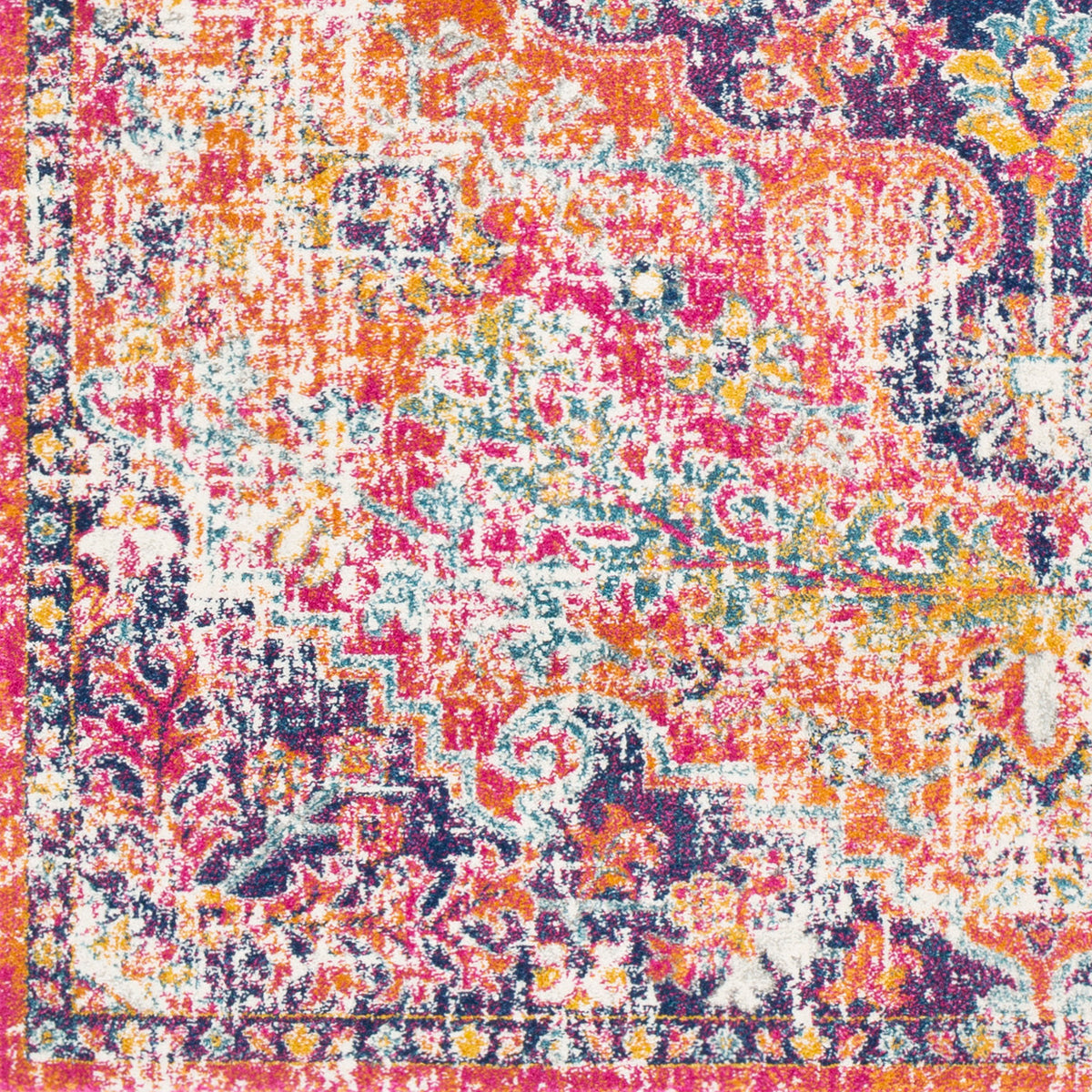 Tapis Vintage Oriental Orange/Bleu Munich
