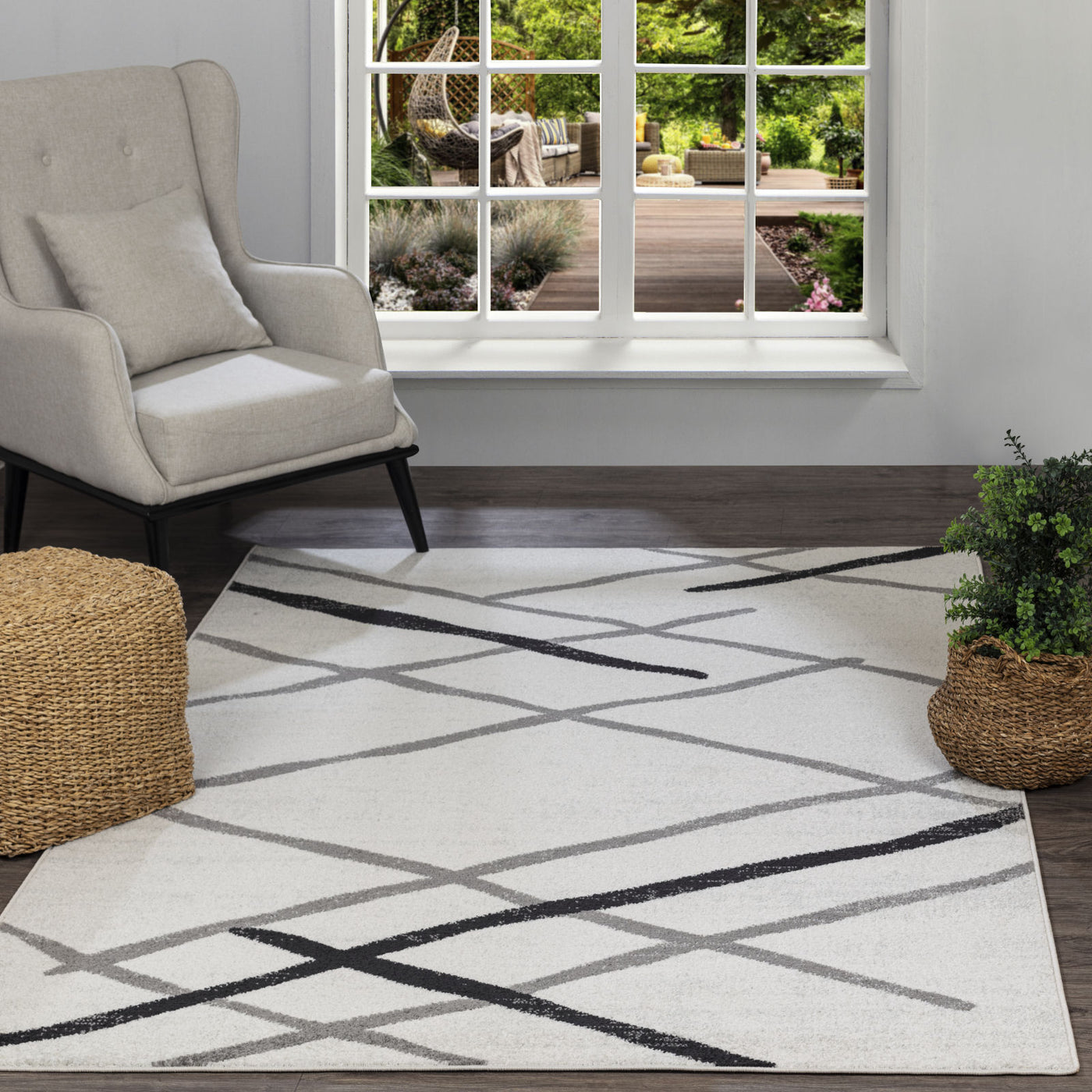 ASPEN Tapis Scandinave Moderne Blanc/Gris 160x220