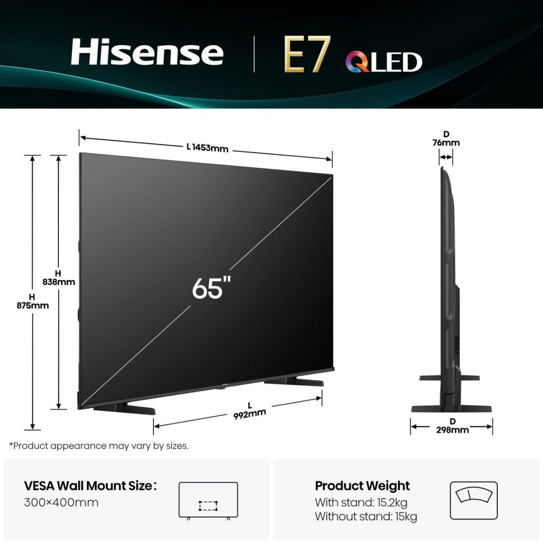 Téléviseur HISENSE QLED 65E7Q 65 pouces 4K Smart TV