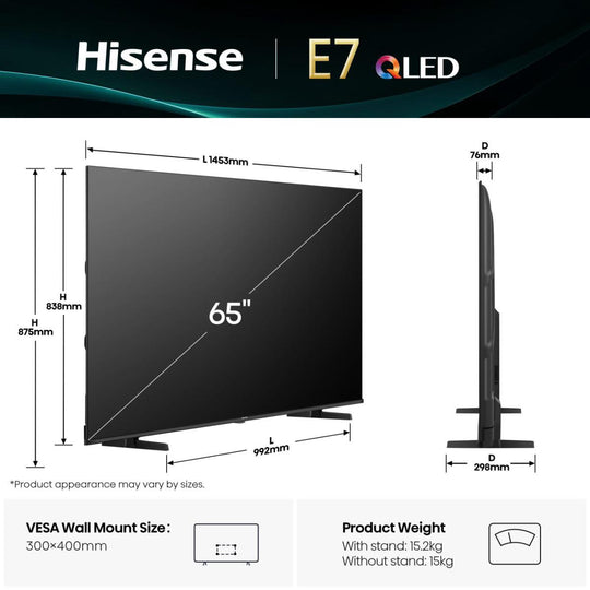Téléviseur HISENSE QLED 65E7Q 65 pouces 4K Smart TV