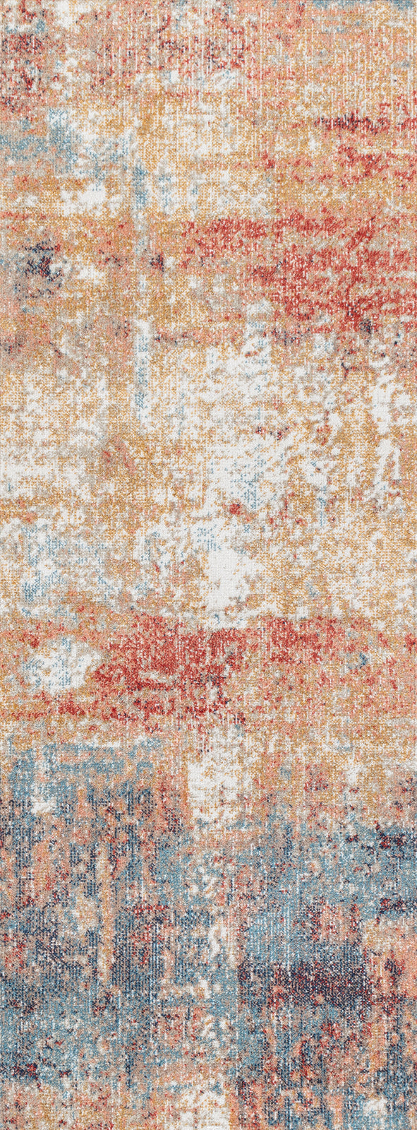 Tapis SURYA Mijek extérieur moderne, motif abstrait patiné, rouge, rouille et bleu, vue 2