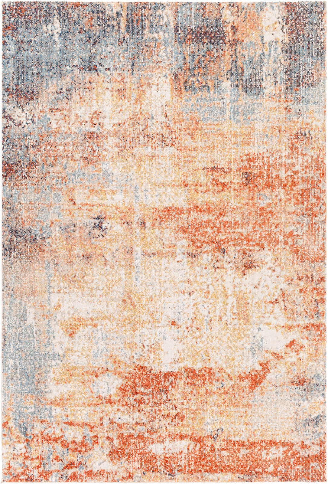 Tapis SURYA Mijek extérieur moderne, motif abstrait patiné, rouge, rouille et bleu, vue 8