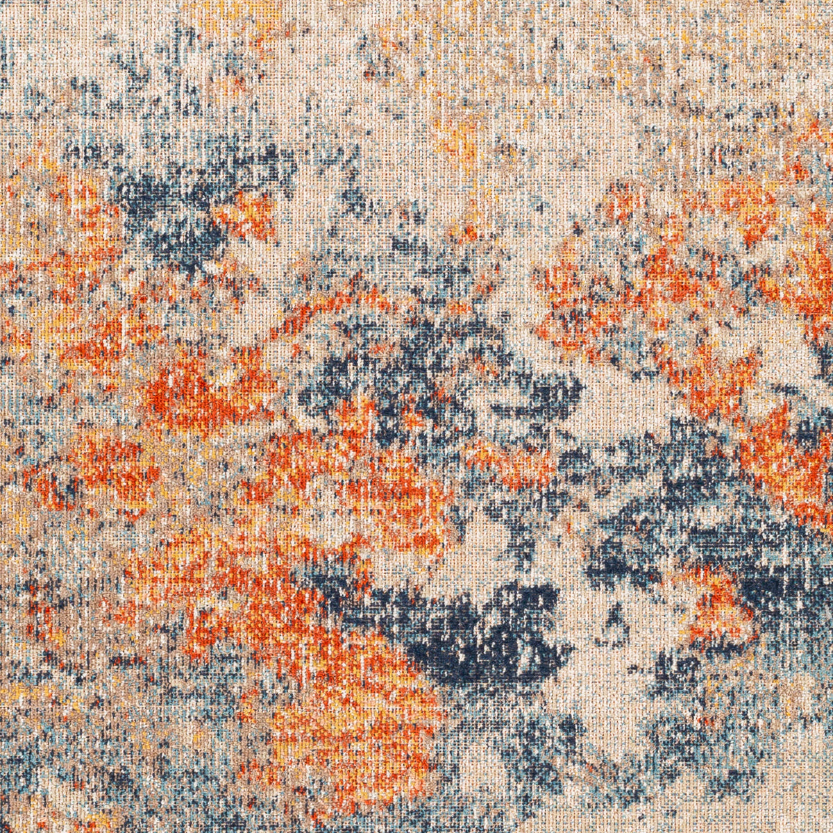 Tapis SURYA Tchia intérieur et extérieur, motif abstrait orange, safran et bleu, vue 7
