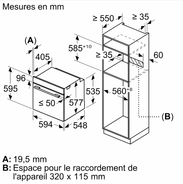 Four encastrable NEFF B5ACH7AN3F 60x60cm – Slide & Hide® – Pyrolyse – 71 L – Inox