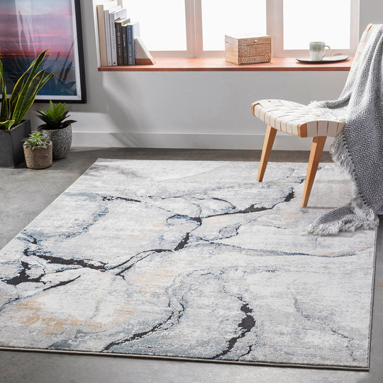 Tapis Abstrait Moderne Ivoire/Gris Berlin