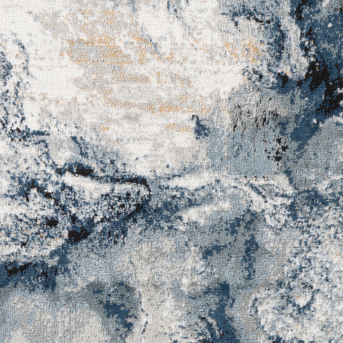 Tapis Rond Abstrait Moderne Bleu/Gris Rond New