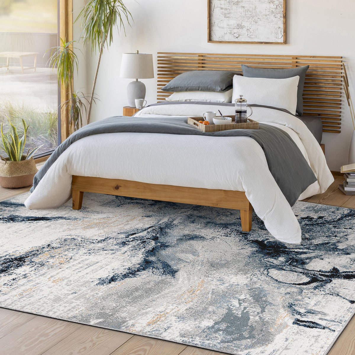 Tapis Abstrait Moderne Bleu/Gris New
