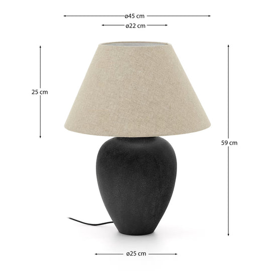 Lampe KAVE HOME Mercadal en céramique avec finition noire