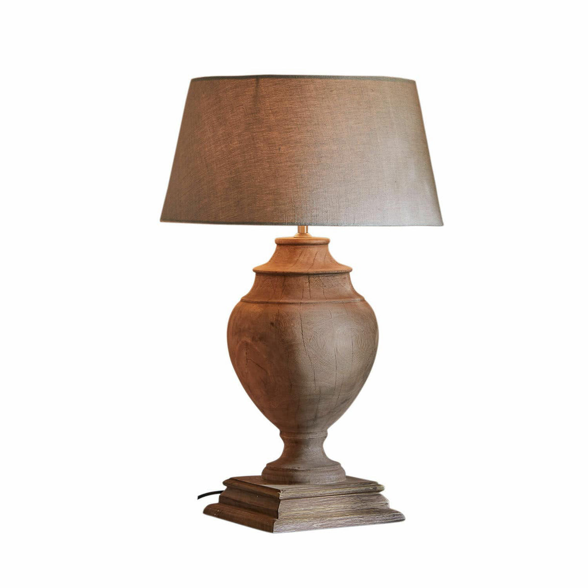 Lampe à poser LOBERON Sauverny en bois et lin beige — photo produit