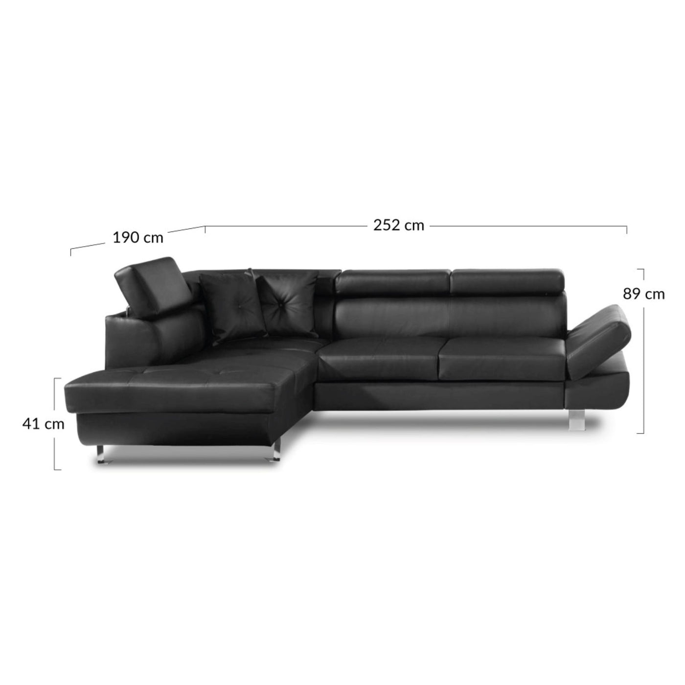 Canapé d'angle gauche convertible BEST MOBILIER Lisbona 5 places Noir