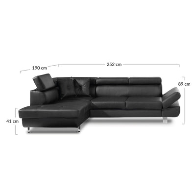 Canapé d'angle gauche convertible BEST MOBILIER Lisbona 5 places Noir