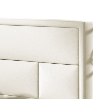 Lit avec sommier LES TENDANCES Lenzo en simili cuir Beige 200x200cm