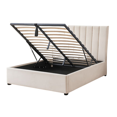 Lit coffre Giulia en velours beige