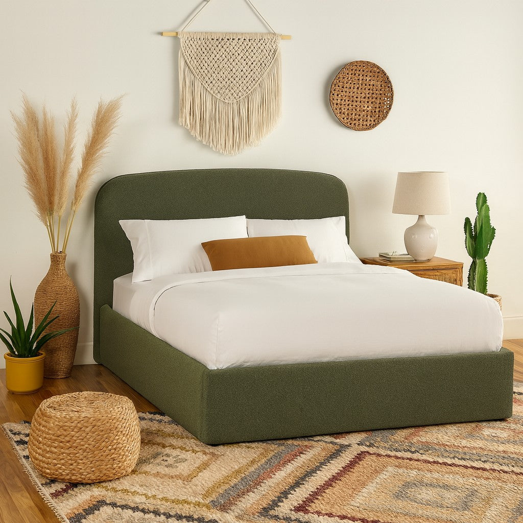 Lit coffre bouclette avec sommier relevable 140x190cm, Conto La Redoute Interieurs