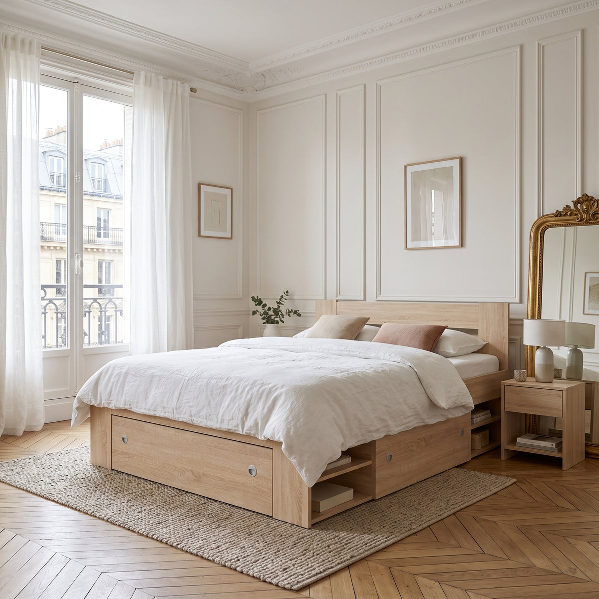 Lit tiroir MOBILIER 1 Novsore 128 (Chêne clair)
