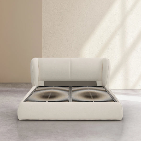 Lit coffre HABITAT Malo 160x200 cm tissu bouclette beige — photo produit