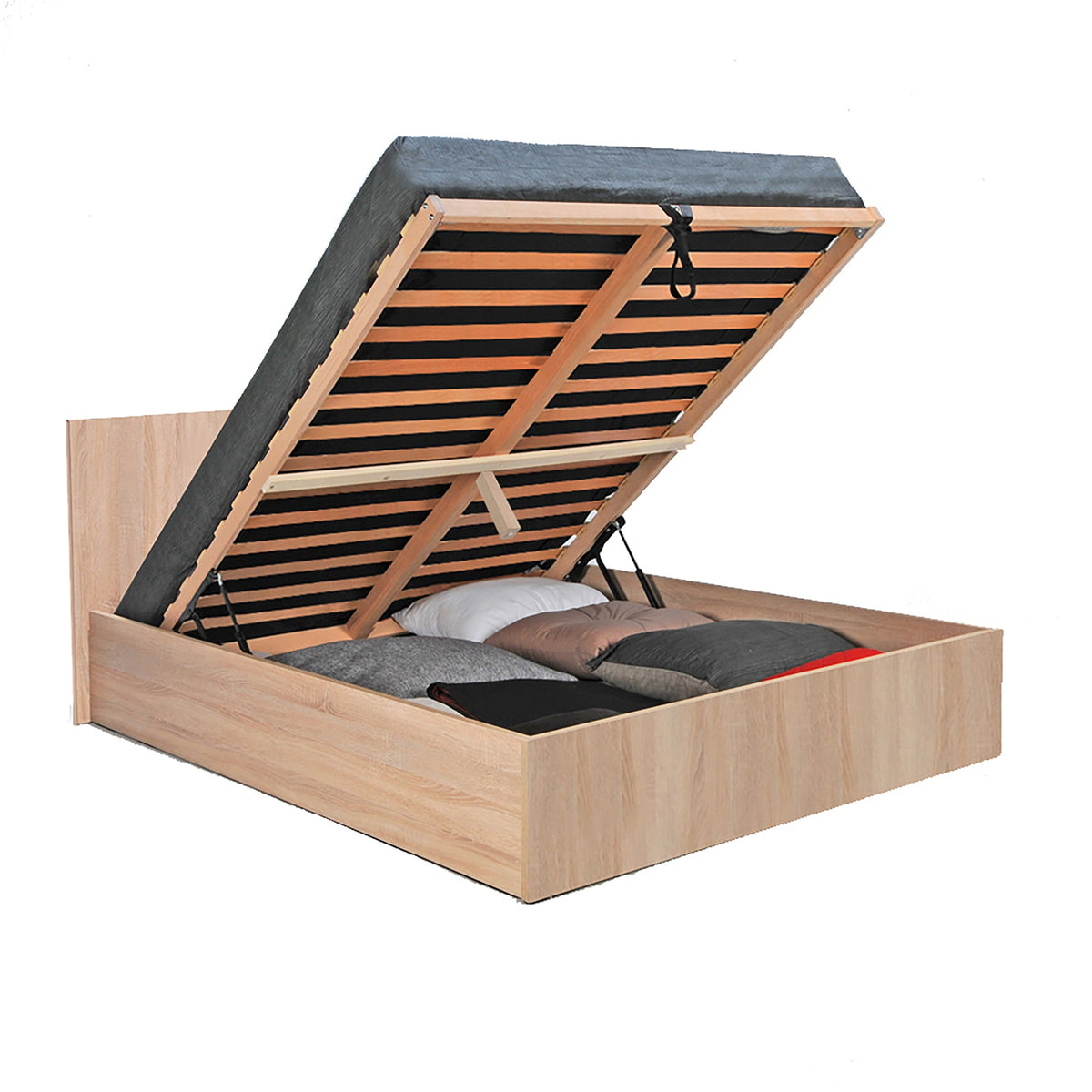 Lit coffre Weber MADRID 140x200 coloris bois — photo produit